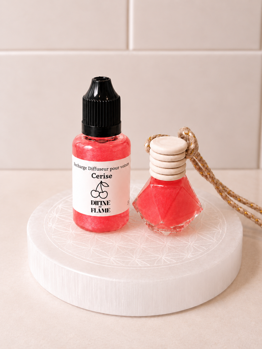 Pack diffuseur voiture + recharge - Cerise